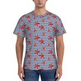 thumbnail image 1 of Vsdgher Starfish Navy Blue Stripe Print Men's Dry Fit Mesh Athletic Shirts Moisture Wicking Tennis T-Shirt Tops, 1 of 9