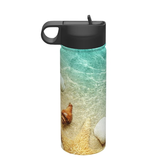 Vsdgher Starfish And Seashell On The Beach for Insulated Stainless Steel Water Bottle,18oz Sports Water Bottle Stainless Steel Reusable Tumbler for Sports, Travel, and School