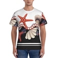 thumbnail image 1 of Vsdgher Starfishes Shells Print Men's Dry Fit Mesh Athletic Shirts Moisture Wicking Tennis T-Shirt Tops, 1 of 1
