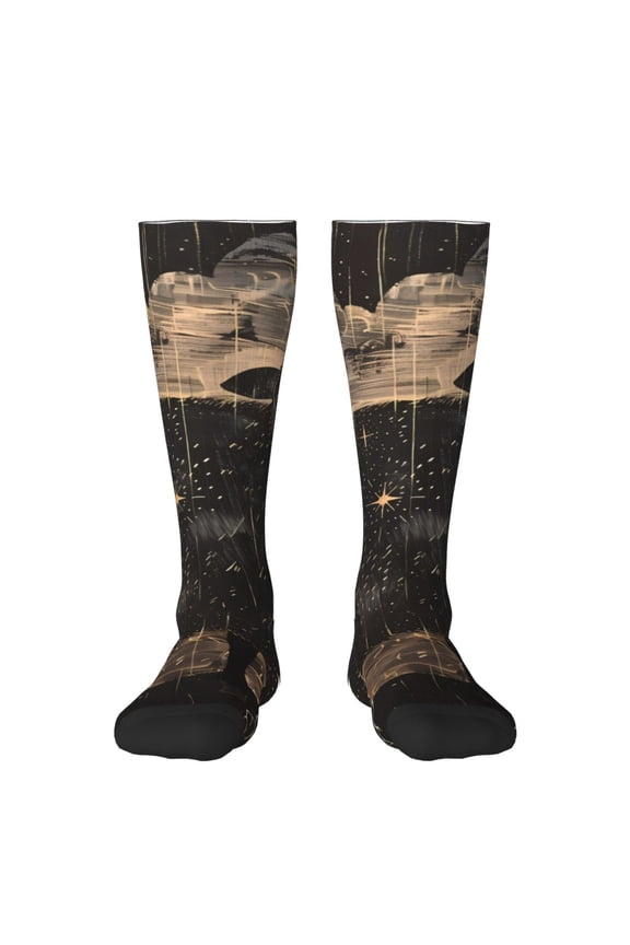 Starry Night Black Sheep Knee Socks, High Socks Long Stretchy Sock Women Knee High Stocking, Long Socks for Women