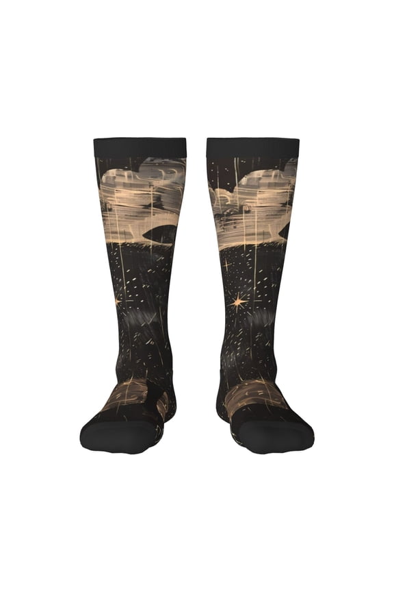 Starry Night Black Sheep Knee Socks, High Socks Long Stretchy Sock Women Knee High Stocking, Long Socks for Women