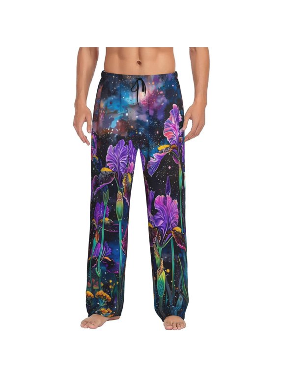 Starry Night Iris Field Mens Pajama Pants Sleep & Lounge Pants, PJ Pants-Large