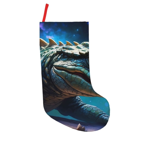 Vsdgher Starry Sky Colorful Crocodile A Christmas Stockings 18 inch Large Kids Stocking Bags Hanging Socks for Christmas Decor Decorations
