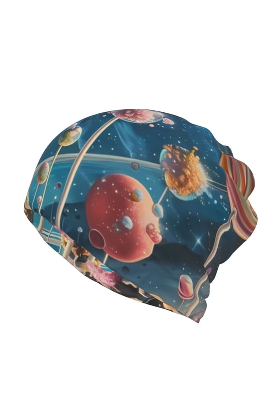 Starry Sky Planet Lollipop Slouchy Beanie Hat for Men/Women, Skull Cap Chemo Cap Night Sleeping Cap