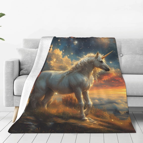 Vsdgher Starry Sky White Horse Ultra-Soft Micro flannel Blanket Throw Blankets for Couch Sofa, Bed (4 sizes)-40"x30"