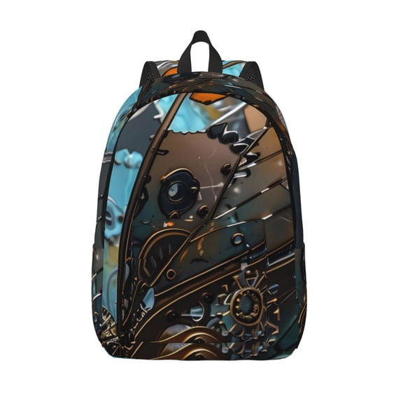Vsdgher Steampunk Mechanical Butterfly Print Canvas Backpack Travel Rucksack Unisex Knapsack 15.7/17.7Inch Laptop Backpack for Work,College -Medium