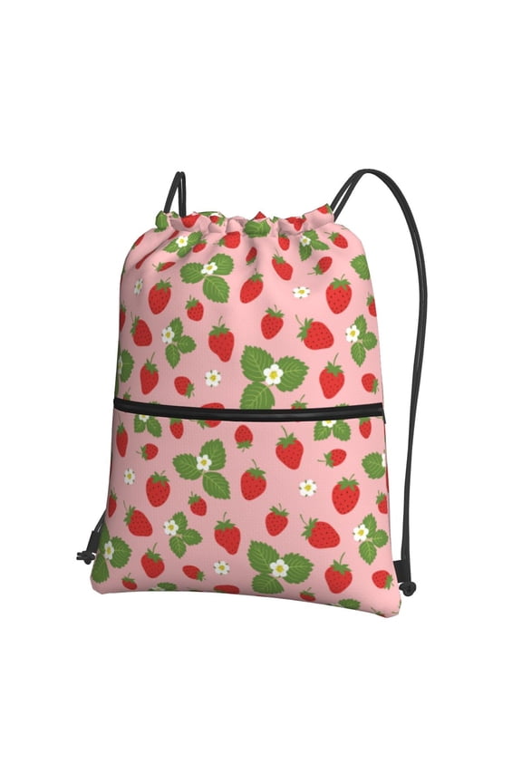 Strawberries Drawstring Backpack Water Resistant String Bag Sports Sackpack Gym Sack for Men Women