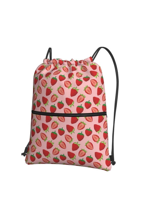 Strawberries Drawstring Backpack Water Resistant String Bag Sports Sackpack Gym Sack for Men Women