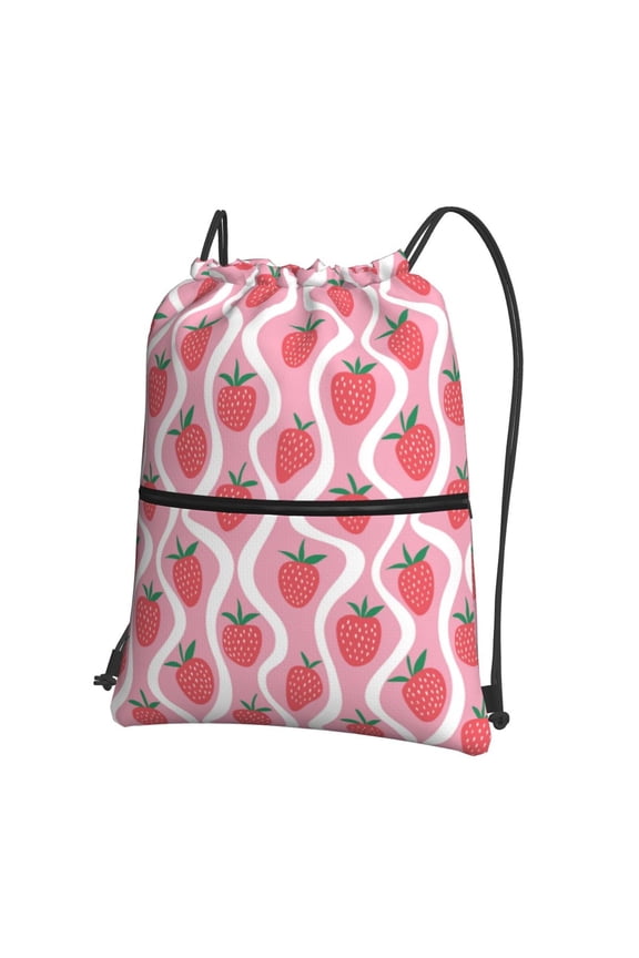Strawberries Drawstring Backpack Water Resistant String Bag Sports Sackpack Gym Sack for Men Women