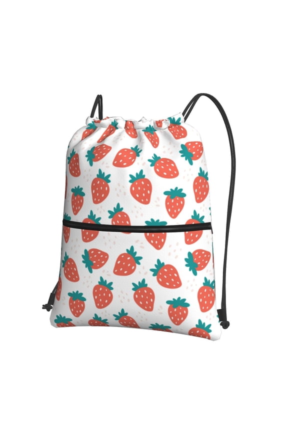 Strawberries Drawstring Backpack Water Resistant String Bag Sports Sackpack Gym Sack for Men Women