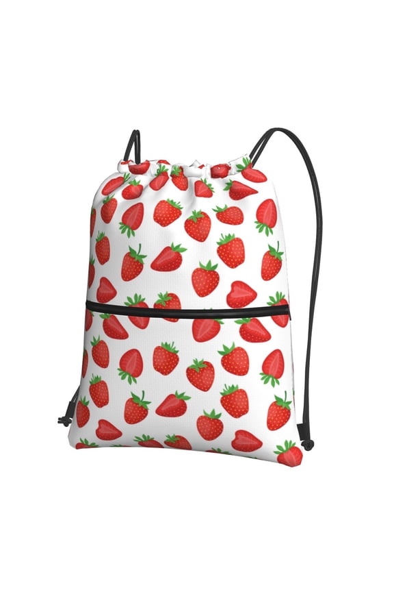 Strawberries Drawstring Backpack Water Resistant String Bag Sports Sackpack Gym Sack for Men Women