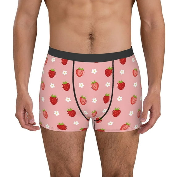 Vsdgher Strawberries Pattern Men's Boxer Brief Underwear,Soft Funny Underwear for Men-Small