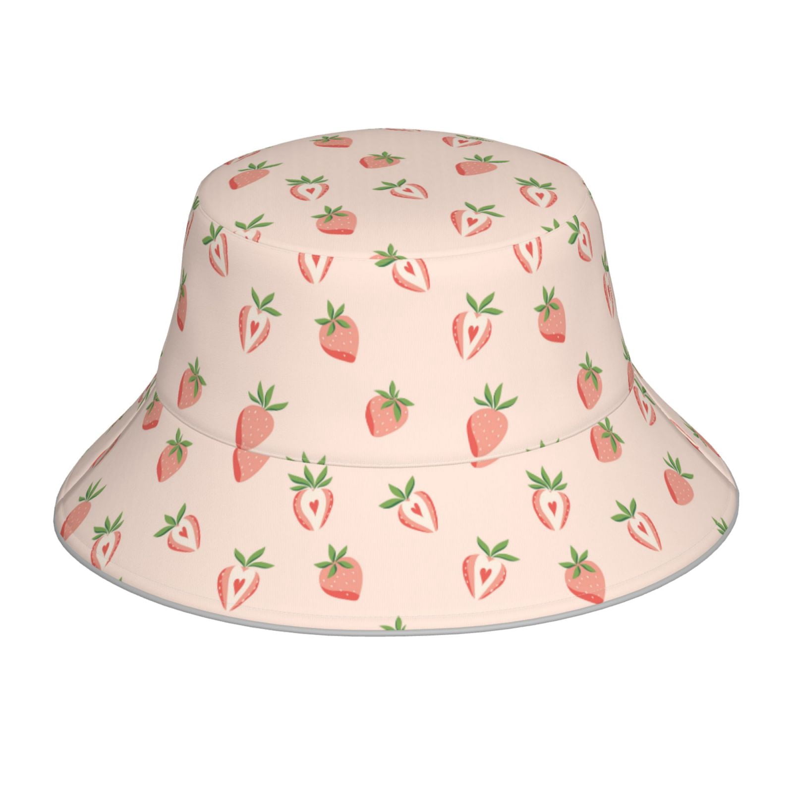 Strawberry Print Bucket Hat 2022 collection Kids Water Repellent Bucket Hats | Pink Strawberry | Jan & Jul main image 3