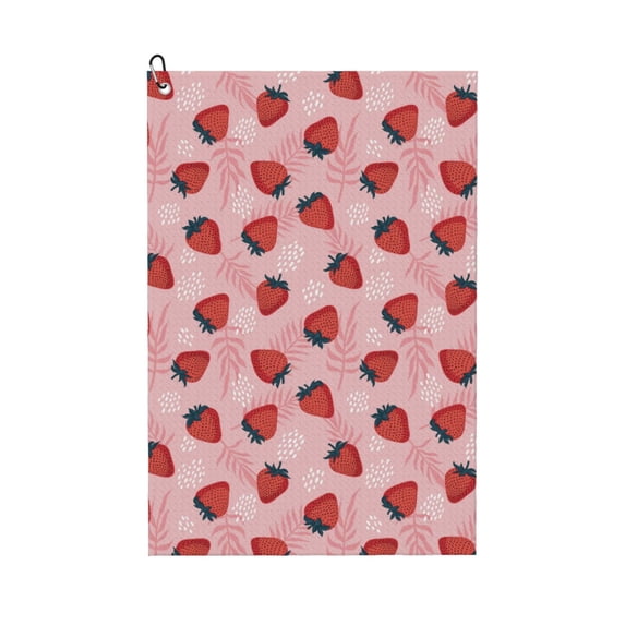 Vsdgher Strawberries Print Golf Towel Golf Gift for Men and Women Golf Towel with Carabiner Clip to Quickly Remove Sand, Mud, Dirt and Sweat