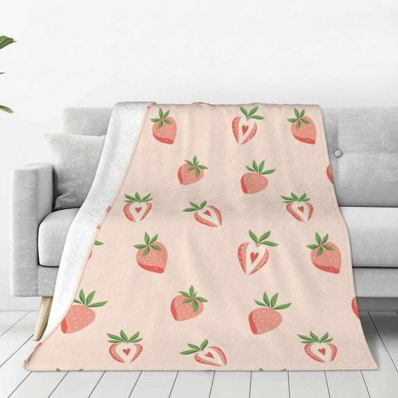 Vsdgher Strawberries Ultra-Soft Micro flannel Blanket Throw Blankets for Couch Sofa, Bed (4 sizes)-60"x50"