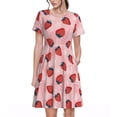thumbnail image 1 of Vsdgher Strawberries for Womens Summer 2025 Casual Midi Maxi Dresses Lightweight Short Sleeve Round Neck Beach Dress -X-Large, 1 of 7