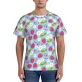 thumbnail image 1 of Vsdgher Strawberry And Flowers Print Men's Dry Fit Mesh Athletic Shirts Moisture Wicking Tennis T-Shirt Tops, 1 of 9