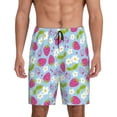 thumbnail image 1 of Vsdgher Strawberry And Flowers Print Men's Pajama Shorts Lounge Bottoms Sleep Shorts Elastic Waist Lightweight PJ Shorts with Pockets-X-Large, 1 of 6