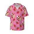 thumbnail image 1 of Vsdgher Strawberry Cake Print Men's Wrinkle Free Untucked Cuban Shirt Business Casual Button Down Shirts Short Sleeve Shirt, 1 of 7