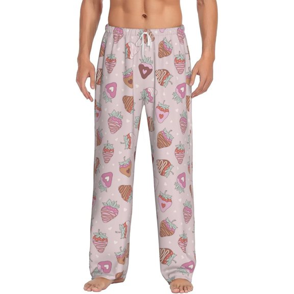 Vsdgher Strawberry Cake Print Mens Pajama Pants Sleep & Lounge Pants, PJ Bottoms With elastic waistb and Pockets