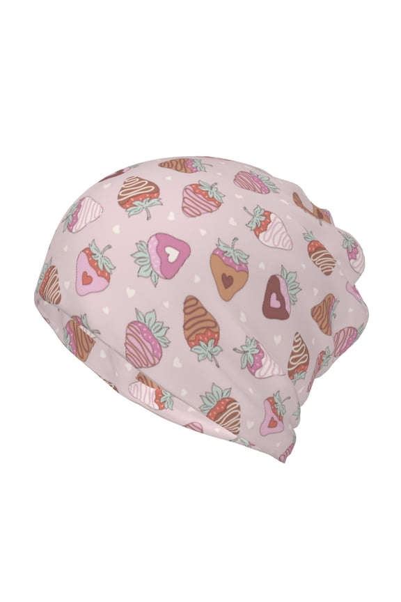 Strawberry Cake Slouchy Beanie Hat for Men/Women, Skull Cap Chemo Cap Night Sleeping Cap