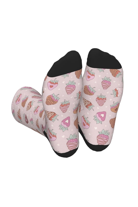 Strawberry Cake Unisex Crew Socks Lightweight Breathable Ventilation Ankle Socks, Mid-calf socks for Daily