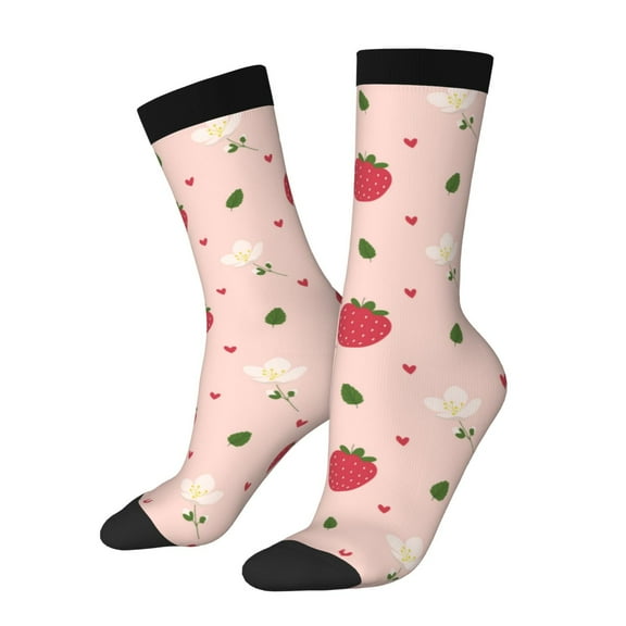 Vsdgher Strawberry Crew Socks for Men & Women, Breathable Casual Athletic Ankle Socks
