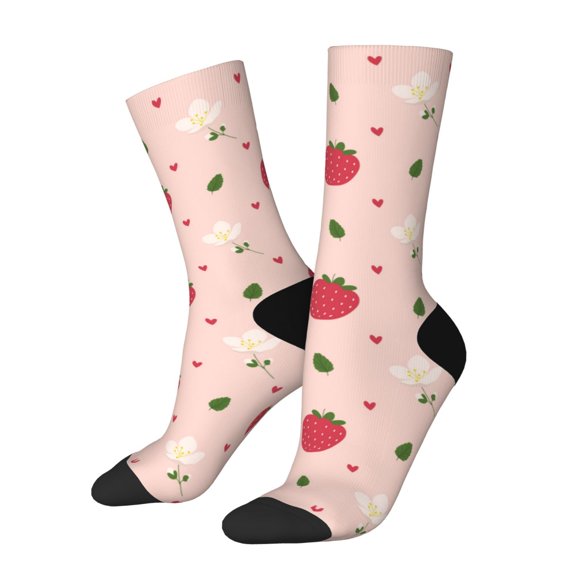 Vsdgher Strawberry Crew Socks for Men & Women, Breathable Casual Athletic Ankle Socks