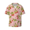 thumbnail image 1 of Vsdgher Strawberry Floral Print Men's Wrinkle Free Untucked Cuban Shirt Business Casual Button Down Shirts Short Sleeve Shirt, 1 of 7