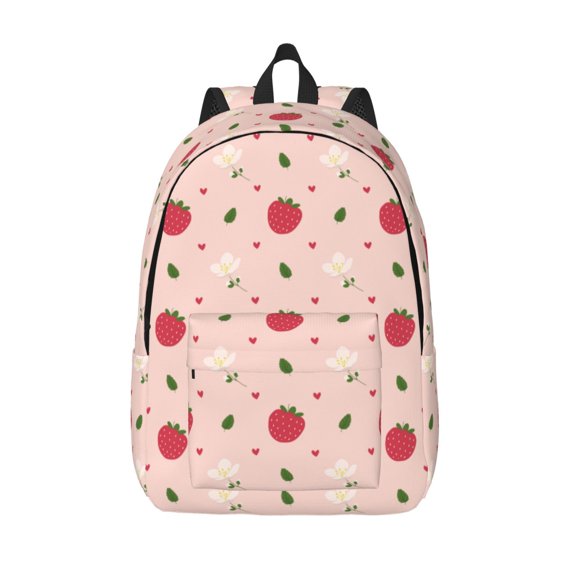 Vsdgher Strawberry Print Canvas Backpack Travel Rucksack Unisex Knapsack 15.7/17.7Inch Laptop Backpack for Work,College -Small