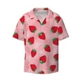 thumbnail image 1 of Vsdgher Strawberry Print Men's Wrinkle Free Untucked Cuban Shirt Business Casual Button Down Shirts Short Sleeve Shirt, 1 of 7
