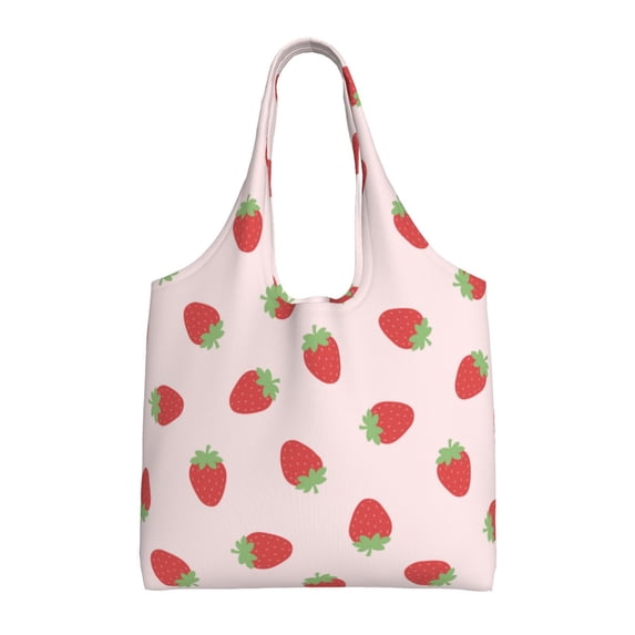 Vsdgher Strawberry Print canvas Tote Bag, Lightweight Cloth Bags, Suitable for shopping, groceries, travel