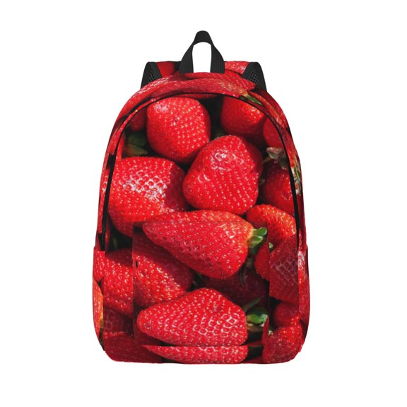 Vsdgher Strawberry Red Print Canvas Backpack Travel Rucksack Unisex Knapsack 15.7/17.7Inch Laptop Backpack for Work,College -Small