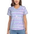 thumbnail image 1 of Vsdgher Striped Gradient Women Shirts V Neck Short Sleeve Tops T-Shirt Basic Tees, S to 3XLSmall, 1 of 5