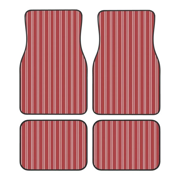Vsdgher Stripes Red White Car Foot Mat Set of 4 Pieces Universal Floor Liner Car Accessories Fits Most Cars, Trucks, Vans, sedans, SUV