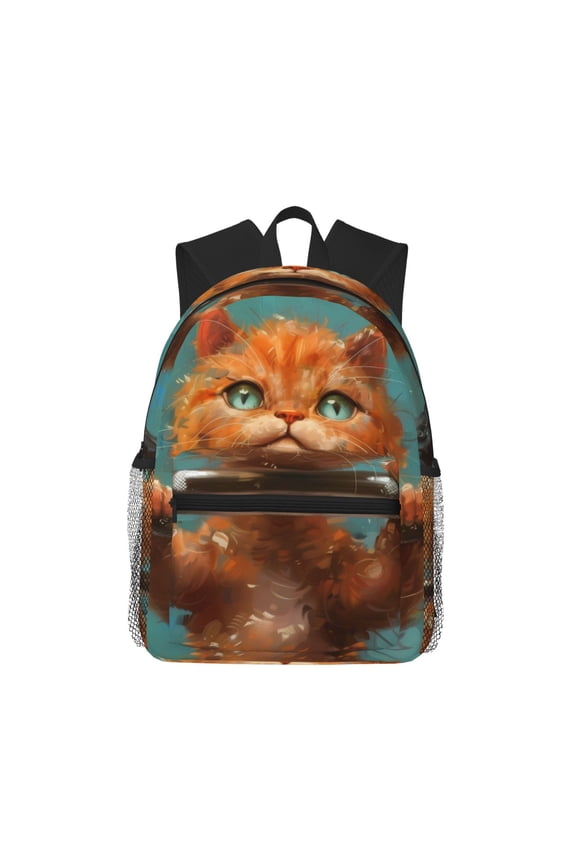 Strong Kitten Lifting Weights Unisex Large Capacity Bookbag, Schoolbag, Casual Daypack for High School, College, Teens, Travel, Work