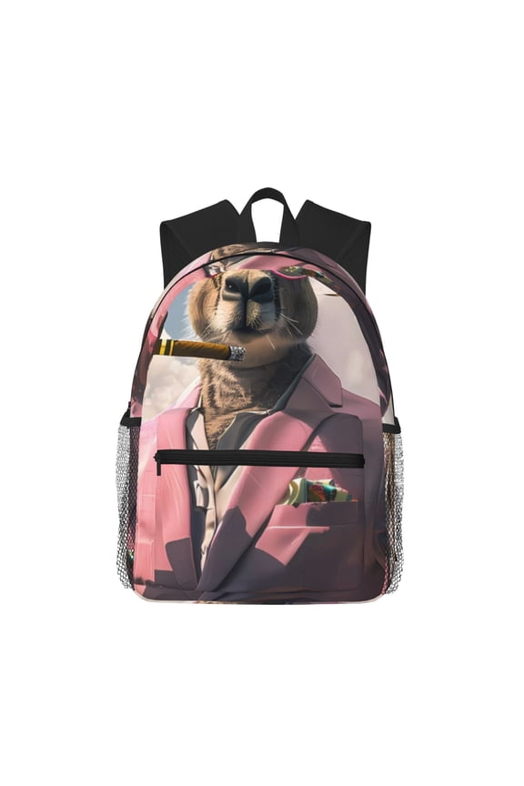 Stylish Kangaroo In Suit Unisex Large Capacity Bookbag, Schoolbag, Casual Daypack for High School, College, Teens, Travel, Work