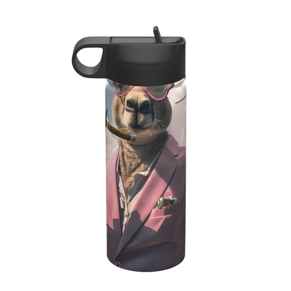 Vsdgher Stylish Kangaroo In Suit for Insulated Stainless Steel Water Bottle,18oz Sports Water Bottle Stainless Steel Reusable Tumbler for Sports, Travel, and School
