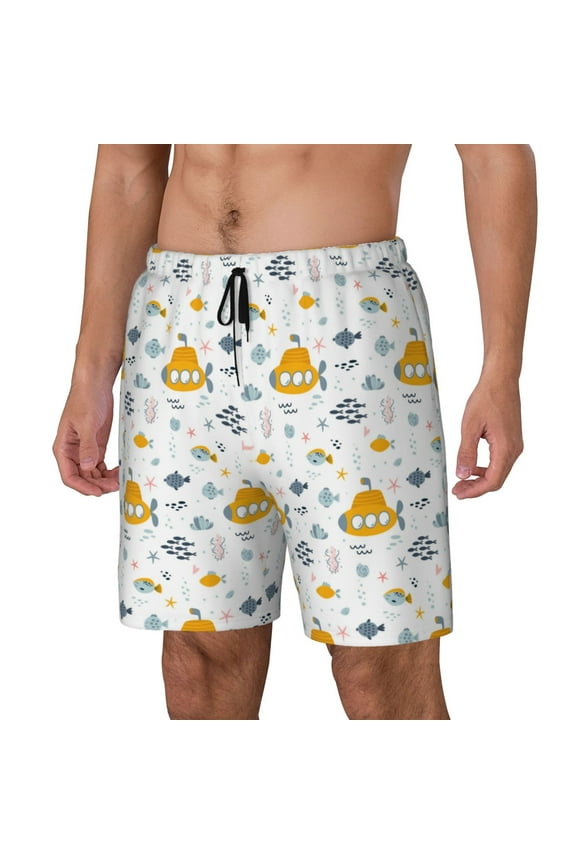 Submarine Ship for Mens Swim Trunks with Compression Liner Swim Shorts Swim Suits Board Shorts-Large