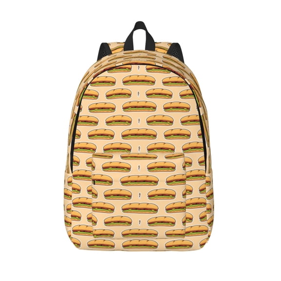 Vsdgher Submarine Sub Sandwich Print Canvas Backpack Travel Rucksack Unisex Knapsack 15.7/17.7Inch Laptop Backpack for Work,College -Small