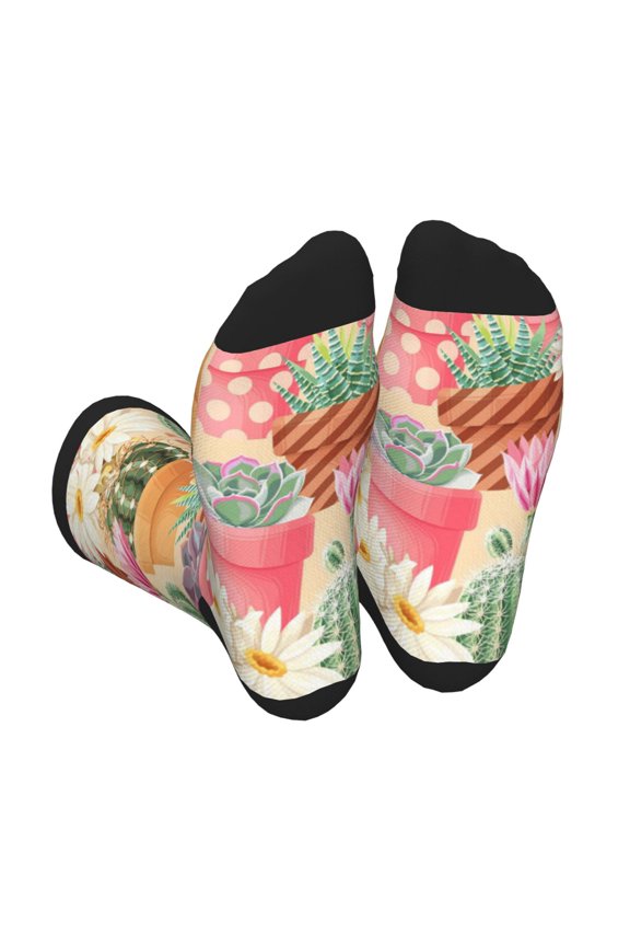 Succulent And Cactus Unisex Crew Socks Lightweight Breathable Ventilation Ankle Socks, Mid-calf socks for Daily