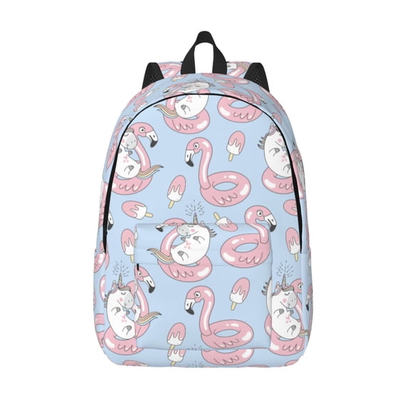 Vsdgher Summer Cute Unicorns Print Canvas Backpack Travel Rucksack Unisex Knapsack 15.7/17.7Inch Laptop Backpack for Work,College -Small