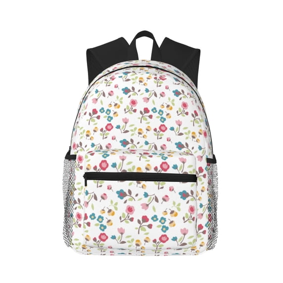 Vsdgher Summer Floral Print Unisex Large Capacity Bookbag Schoolbag Casual Daypack for High School/College/Teens/Travel/Work