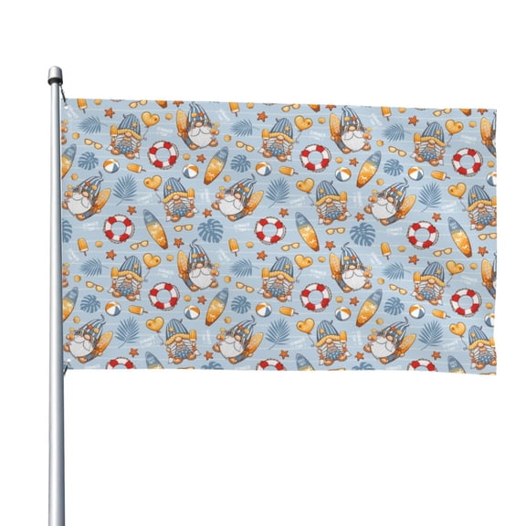 Vsdgher Summer Time With Gnome Print Outdoor Decorative Flag 4x6ft, Suitable for outdoor decoration, can be hung indoors, on outdoor lawns, balconies, parties
