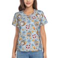 thumbnail image 1 of Vsdgher Summer Time With Gnome Women Shirts V Neck Short Sleeve Tops T-Shirt Basic Tees, S to 3XLSmall, 1 of 5