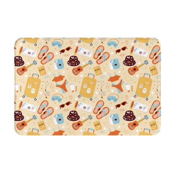 Vsdgher Summer Travel print Flannel Anti-Slip Floor Mat Comfort Mat Floor Carpet for Decor, Non-Slip, Home, Office, Laundry, Durable
