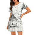 thumbnail image 1 of Vsdgher Summer Vacation Scene With Camping Van Pattern Womens Short Sleeve Sleepshirt Scoopneck Cute Nightdress Ruffle Comfy Nightgown, 1 of 6