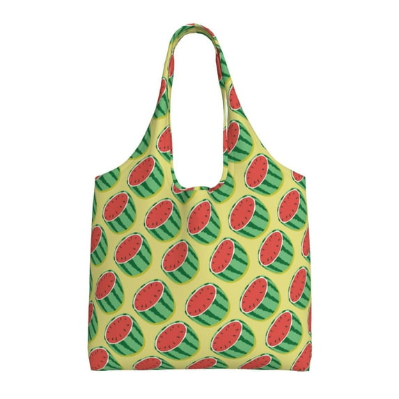 Vsdgher Summer Watermelon Print canvas Tote Bag, Lightweight Cloth Bags, Suitable for shopping, groceries, travel