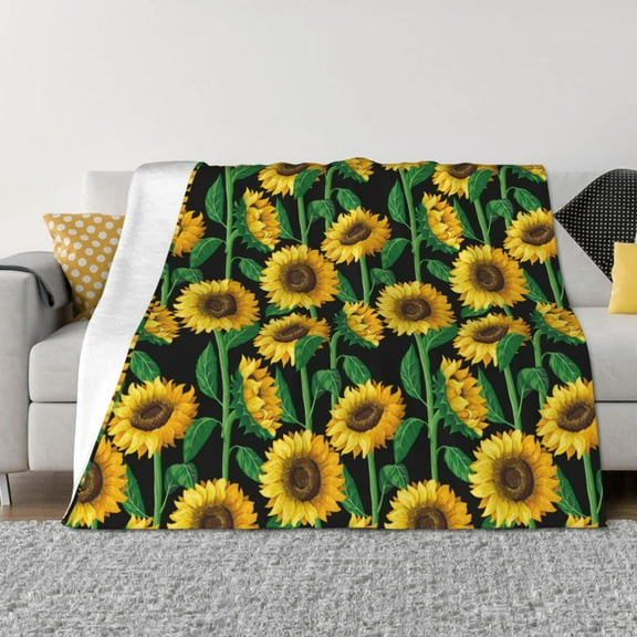 Vsdgher Sunflower 1 Pattern Fleece Throw Blanket, Horizontal Fleece Bedding Home Decor for Couch & Bed All Season Use -40"x30"