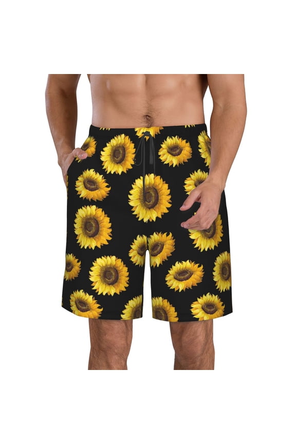 Sunflower (2) Men's Beach Shorts, Surfing shorts, Swim trunks, Quick Dry Swim Trunks for Surfing Beach Fun -